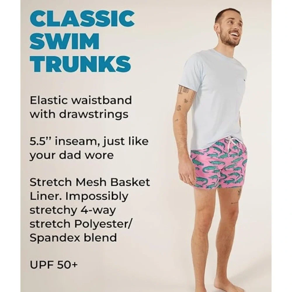 Chubbies Swim Trunks XS Pink Alligator Print 5.5
